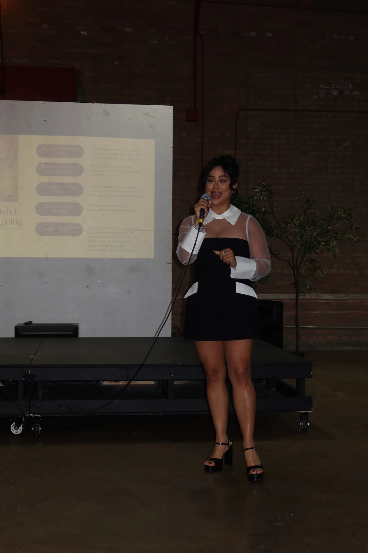 A speaker sharing her experience at the conference