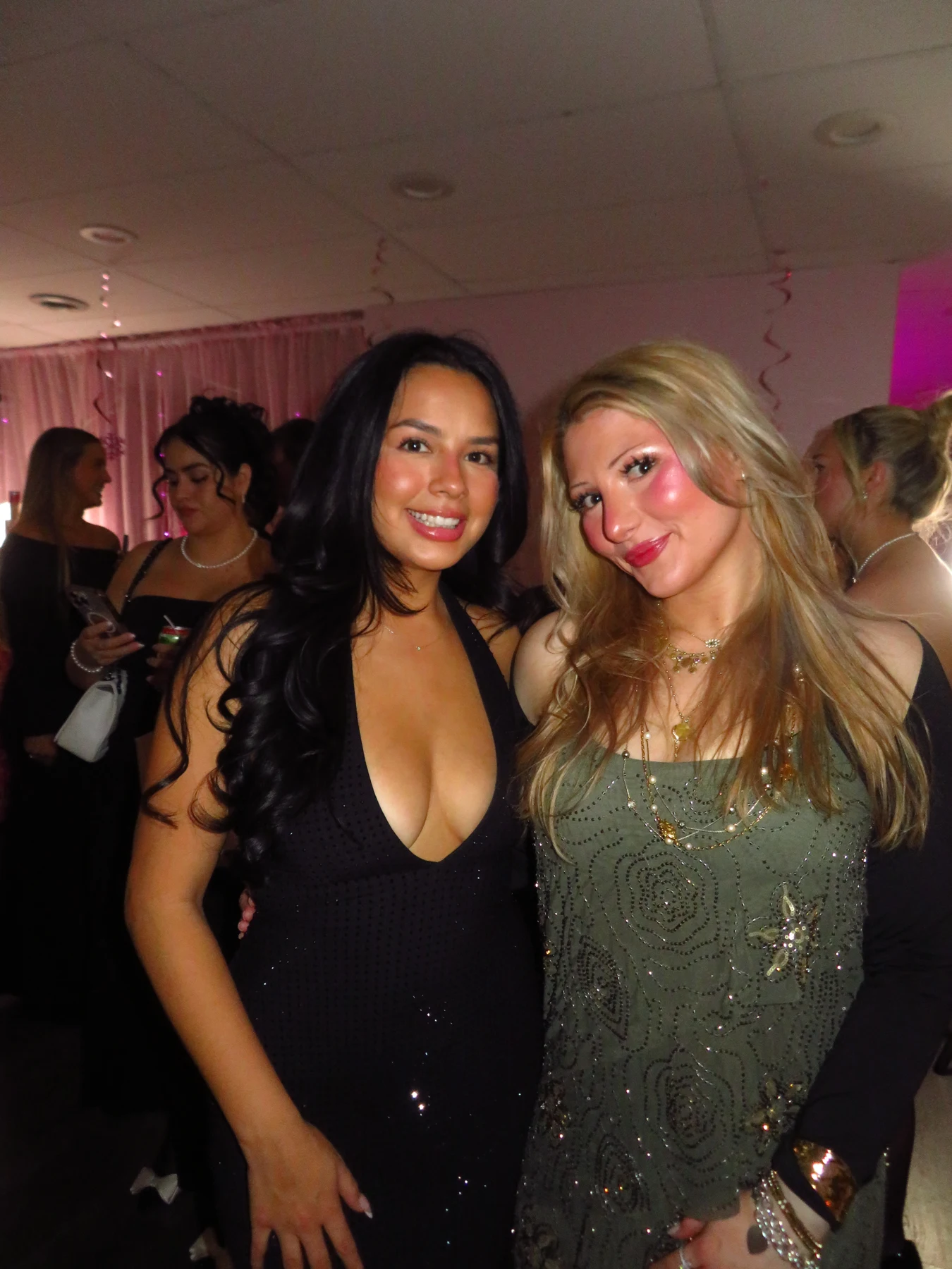 Michelle and a guest at the Christmas party